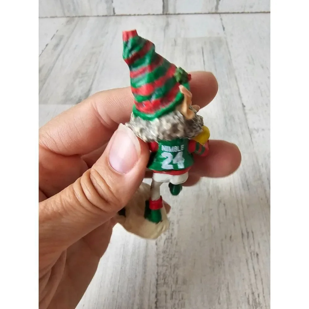 Enesco nimble AS IS football player Sandi zimnicki North Pole village elf vintag